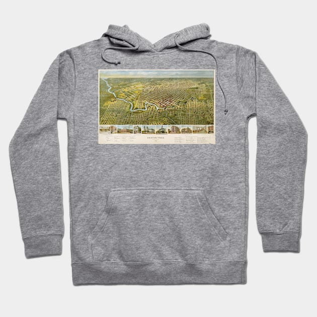 Vintage Map of Houston Texas (1891) Hoodie by Bravuramedia